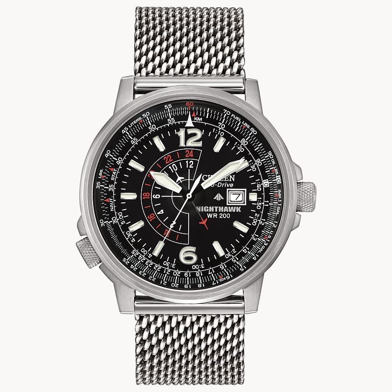 Promaster Nighthawk Black Dial Stainless Steel Bracelet BJ7008 51E CITIZEN